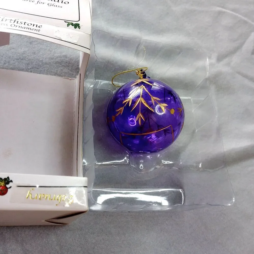 Designers Studio Glass Ornament Handmade Christmas Purple Gold Holiday Decor